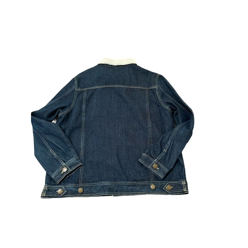 Disney Mickey Mouse Blue Denim Jean Jacket Women’s XL Embroidered Sherpa collar